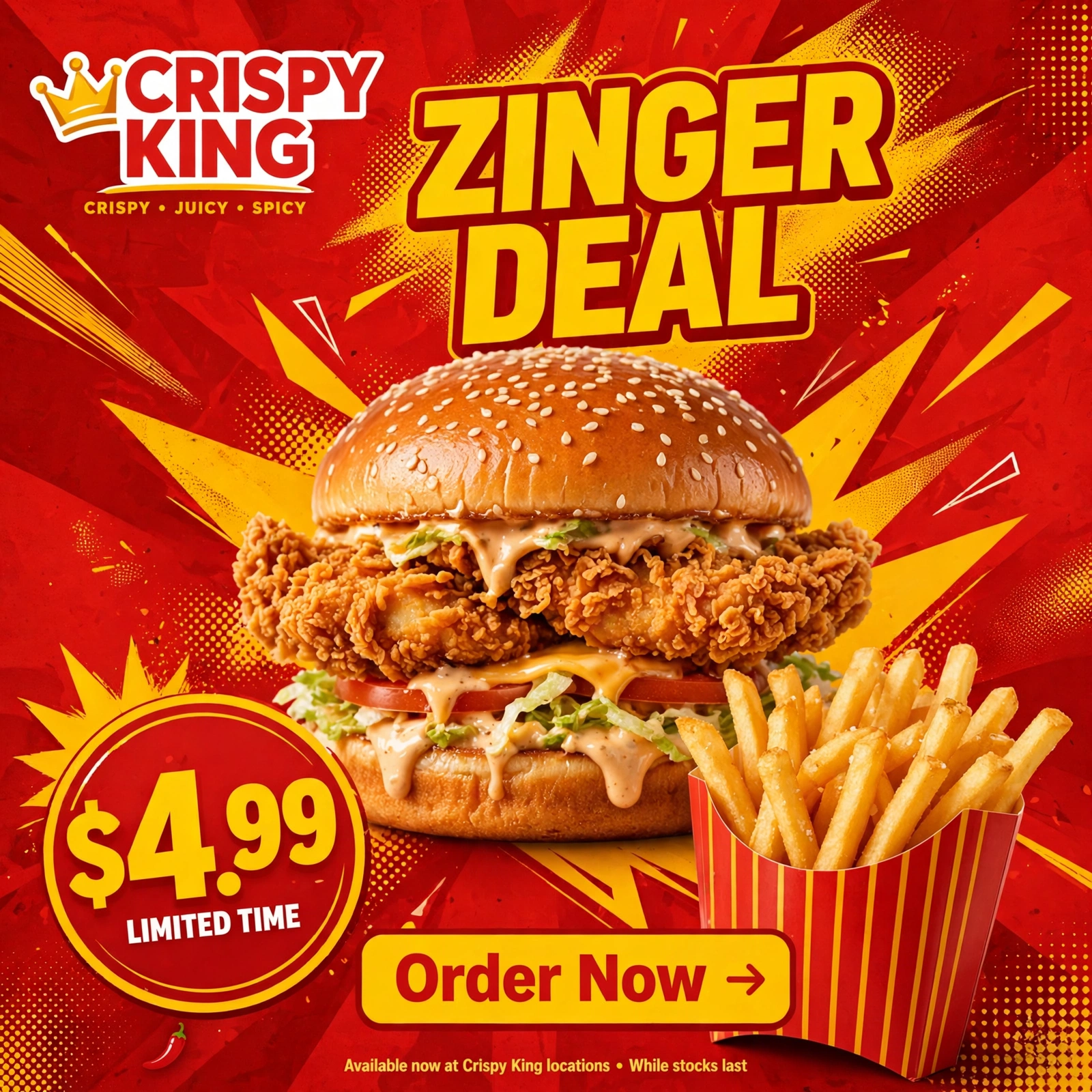 Crispy King Zinger Deal social media post design